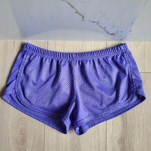 Soffe Mesh Shorts Womens S Purple Low Rise Elastic Waist Cheer Running Gym Y2K
